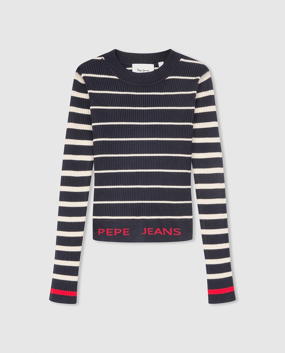 Imagen 0 de Jersey de punto a rayas para niña