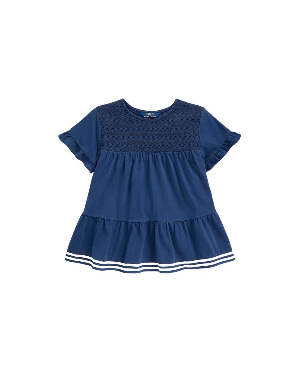 Camiseta con fruncido de niña en azul — oferta en Primeriti
