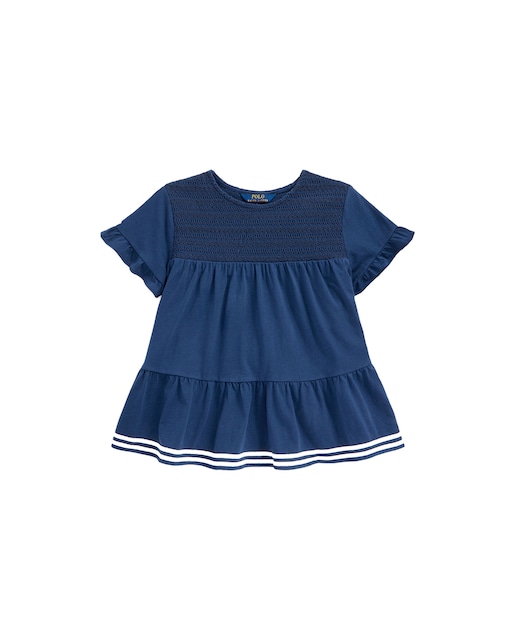 Imagen 0 de Camiseta con fruncido de niña en azul