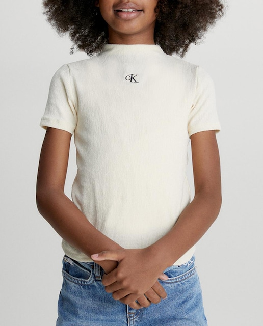 Imagen 0 de Camiseta de niña marfil de manga corta