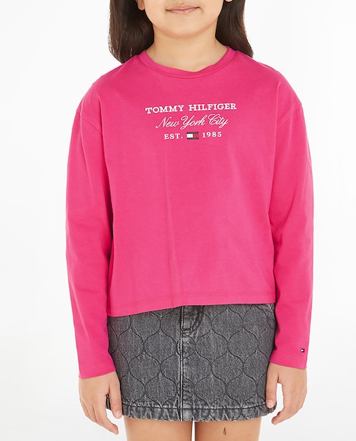 Imagen 0 de Camiseta de niña de cuello redondo y manga larga