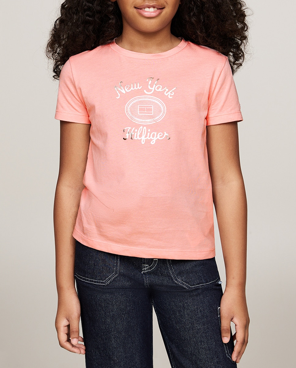 Imagen 0 de Camiseta de niña manga corta y cuello redondo