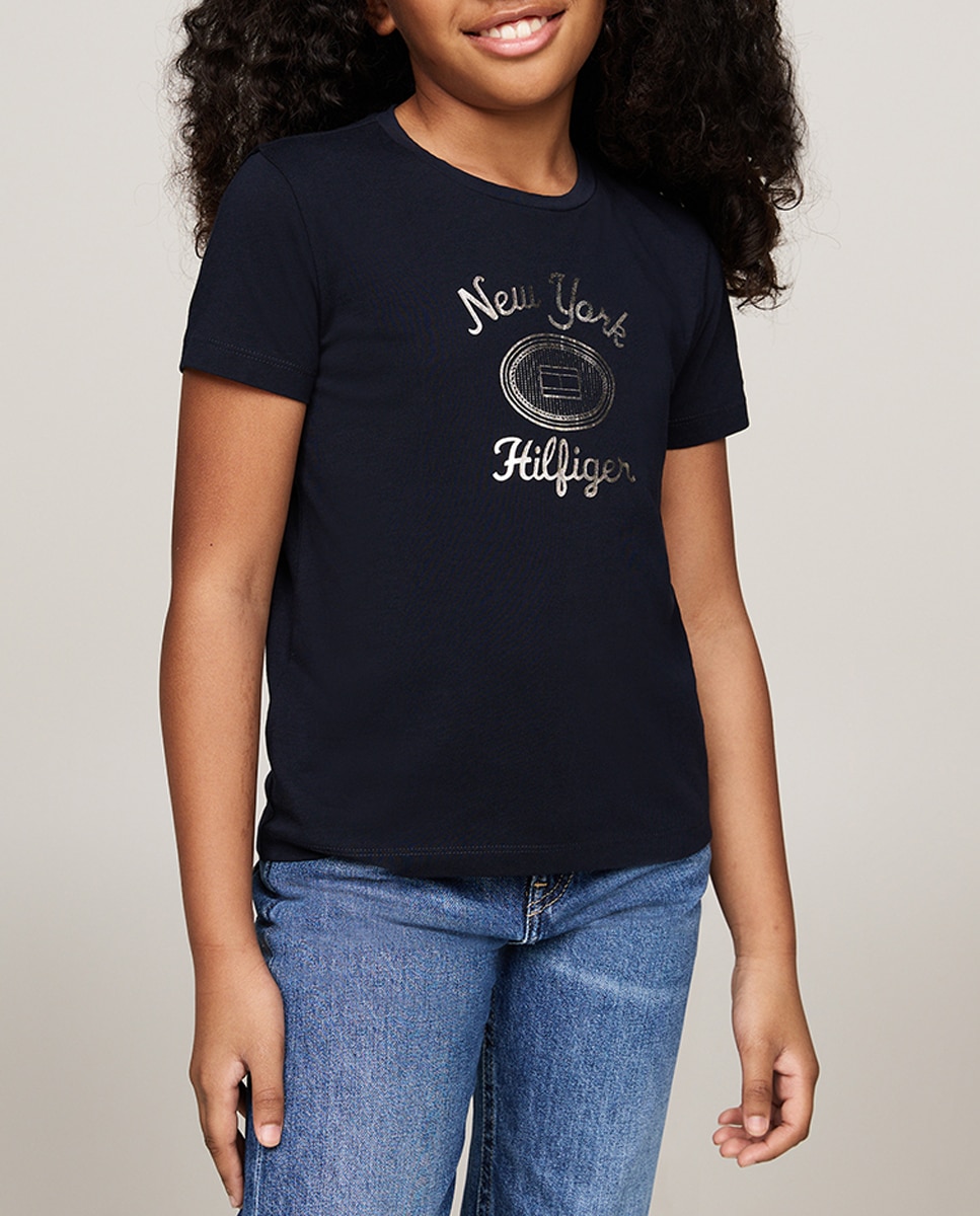 Imagen 0 de Camiseta de niña manga corta y cuello redondo
