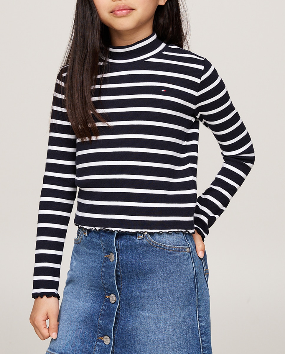 Imagen 0 de Camiseta de niña de manga larga con cuello perkins