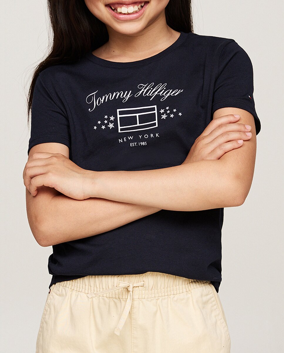 Imagen 0 de Camiseta de niña de manga corta con cuello redondo