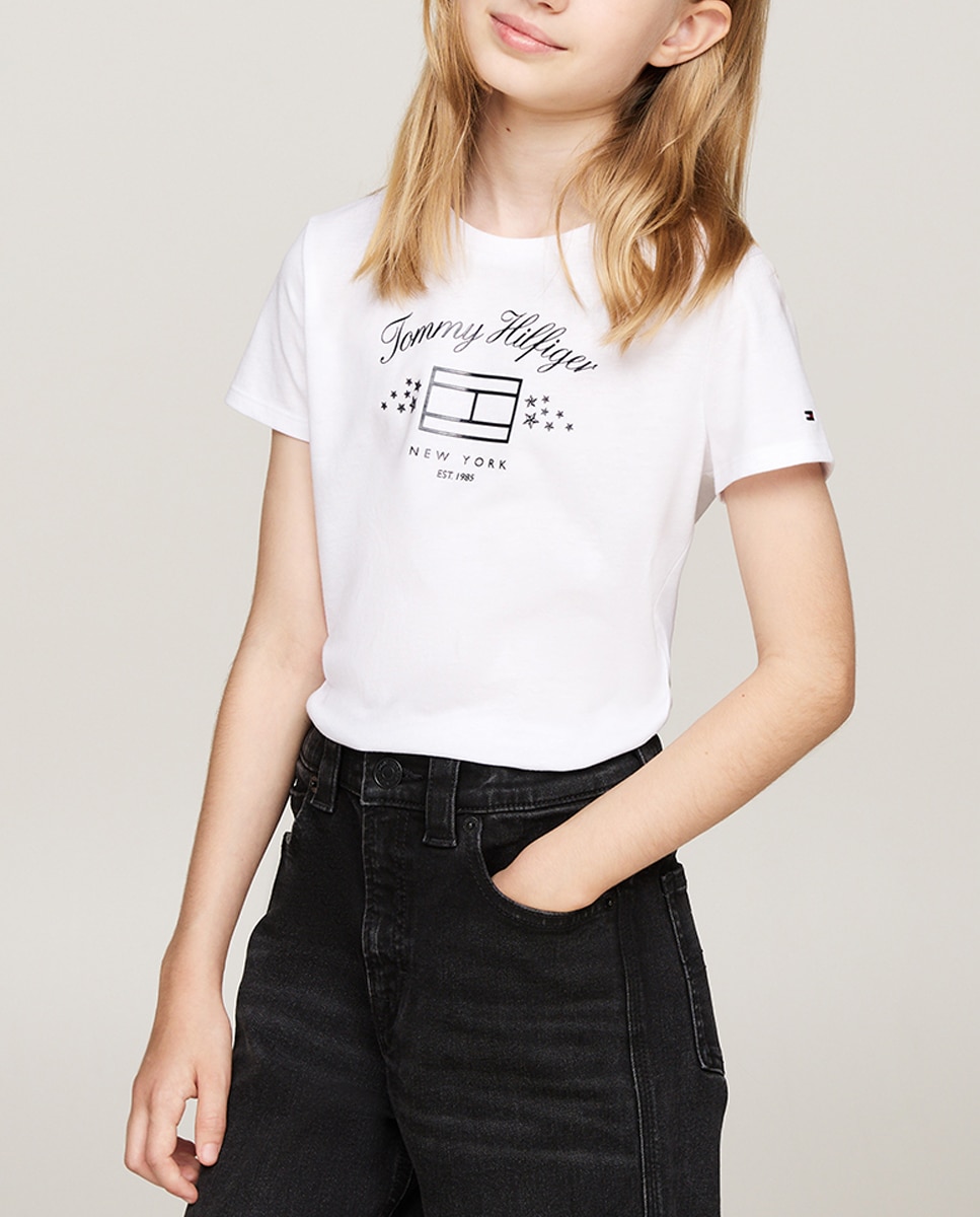 Imagen 0 de Camiseta de niña de manga corta con cuello redondo