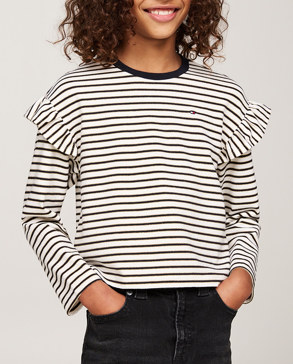 Imagen 0 de Camiseta de niña de manga larga con cuello redondo