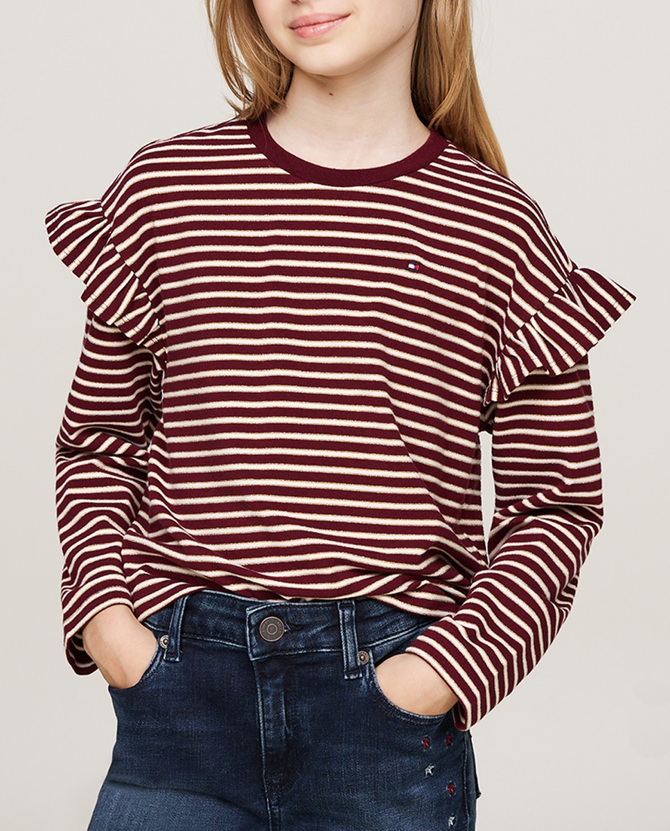 Imagen 0 de Camiseta de niña de manga larga con cuello redondo