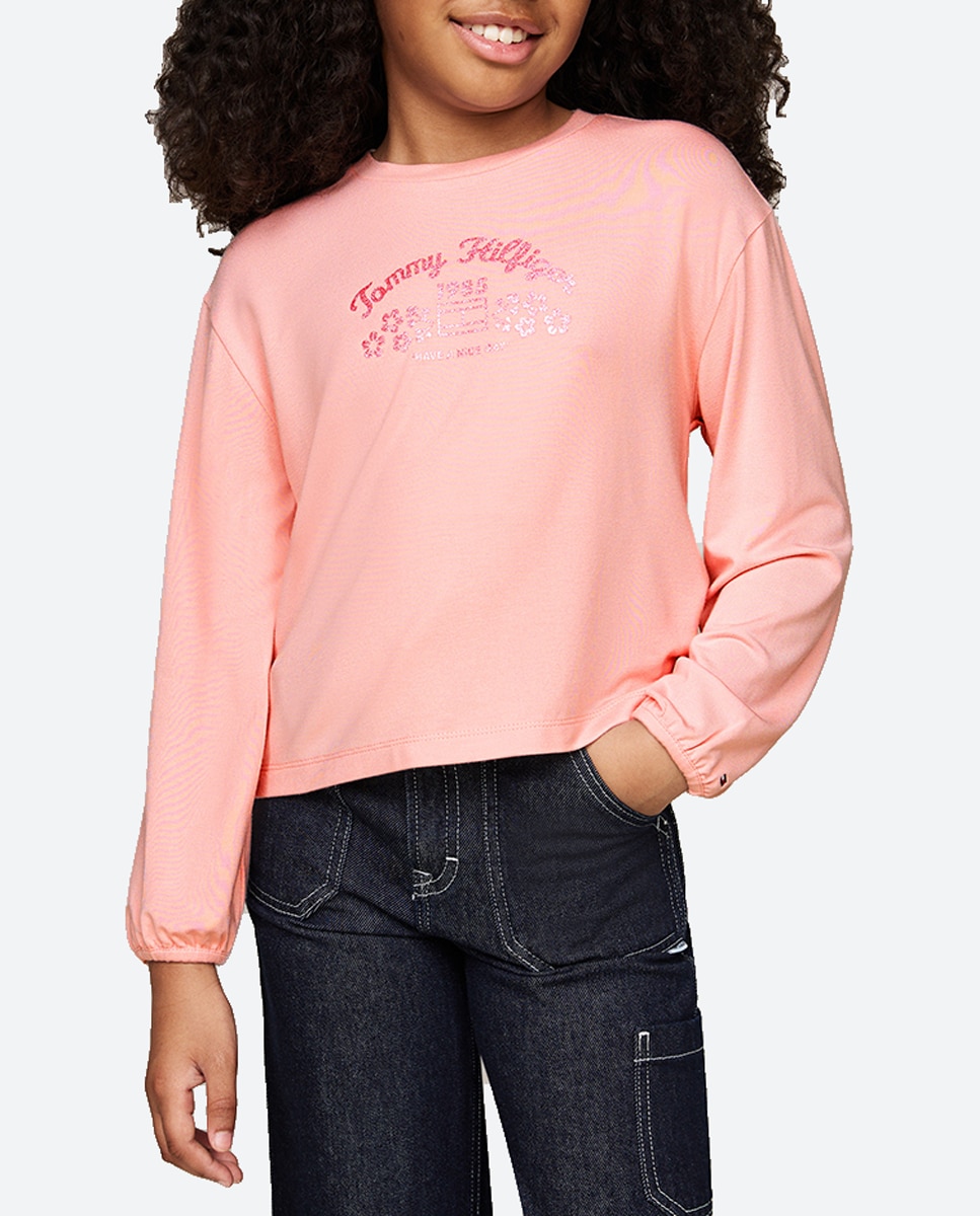 Imagen 0 de Camiseta de niña de manga larga con logo frontal