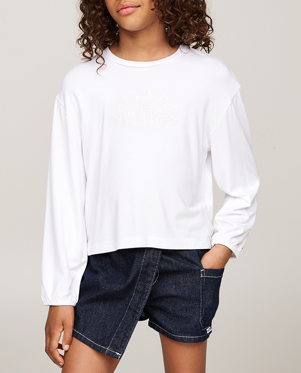 Imagen 0 de Camiseta de niña de manga larga con logo frontal