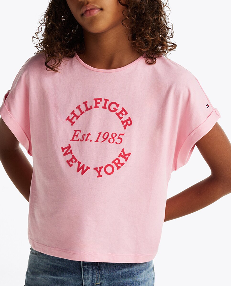 Imagen 0 de Camiseta de niña de manga corta con logo frontal impreso
