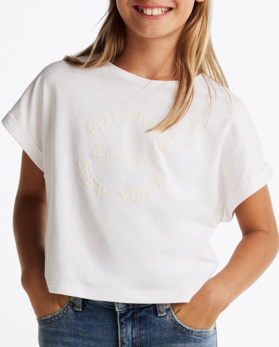 Imagen 0 de Camiseta de niña de manga corta con logo frontal impreso