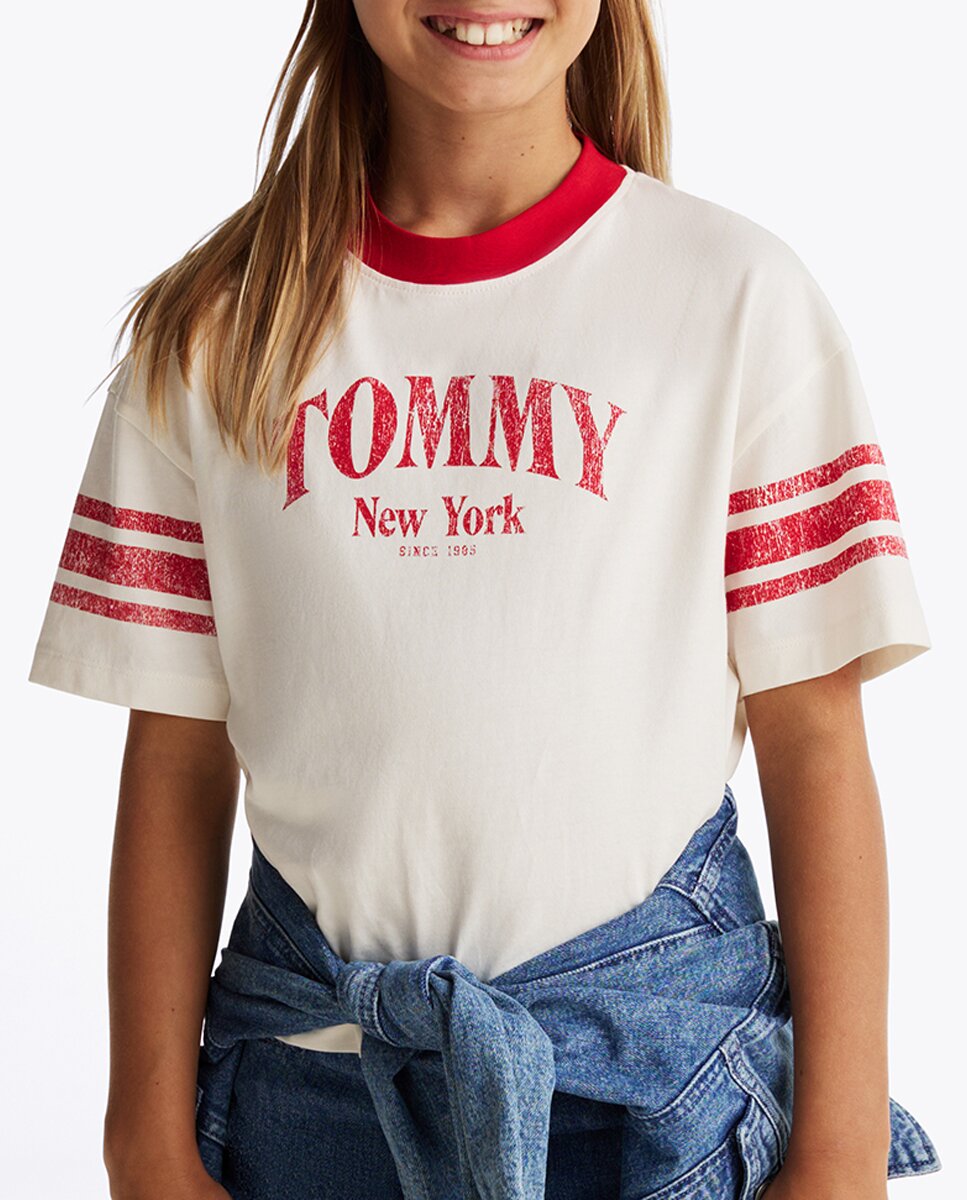 Imagen 0 de Camiseta de niña de manga corta con logo frontal impreso