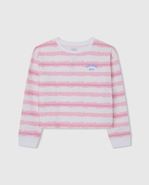 Imagen 0 de Sudadera de niña con estampado a rayas