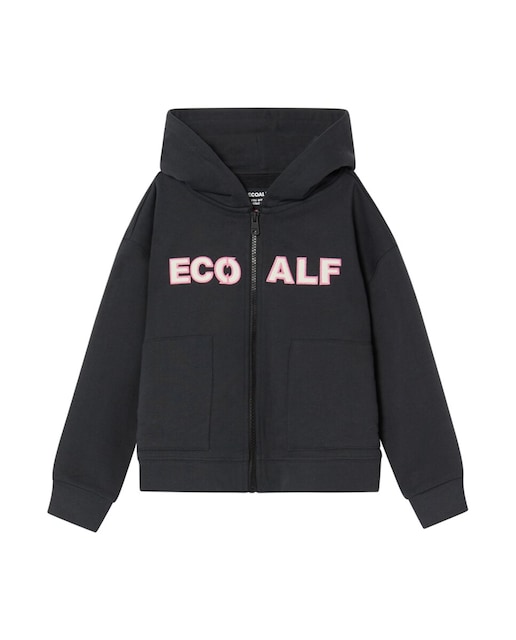 Imagen 0 de Sudadera niña con cremallera frontal, logo estampado frontal y capucha