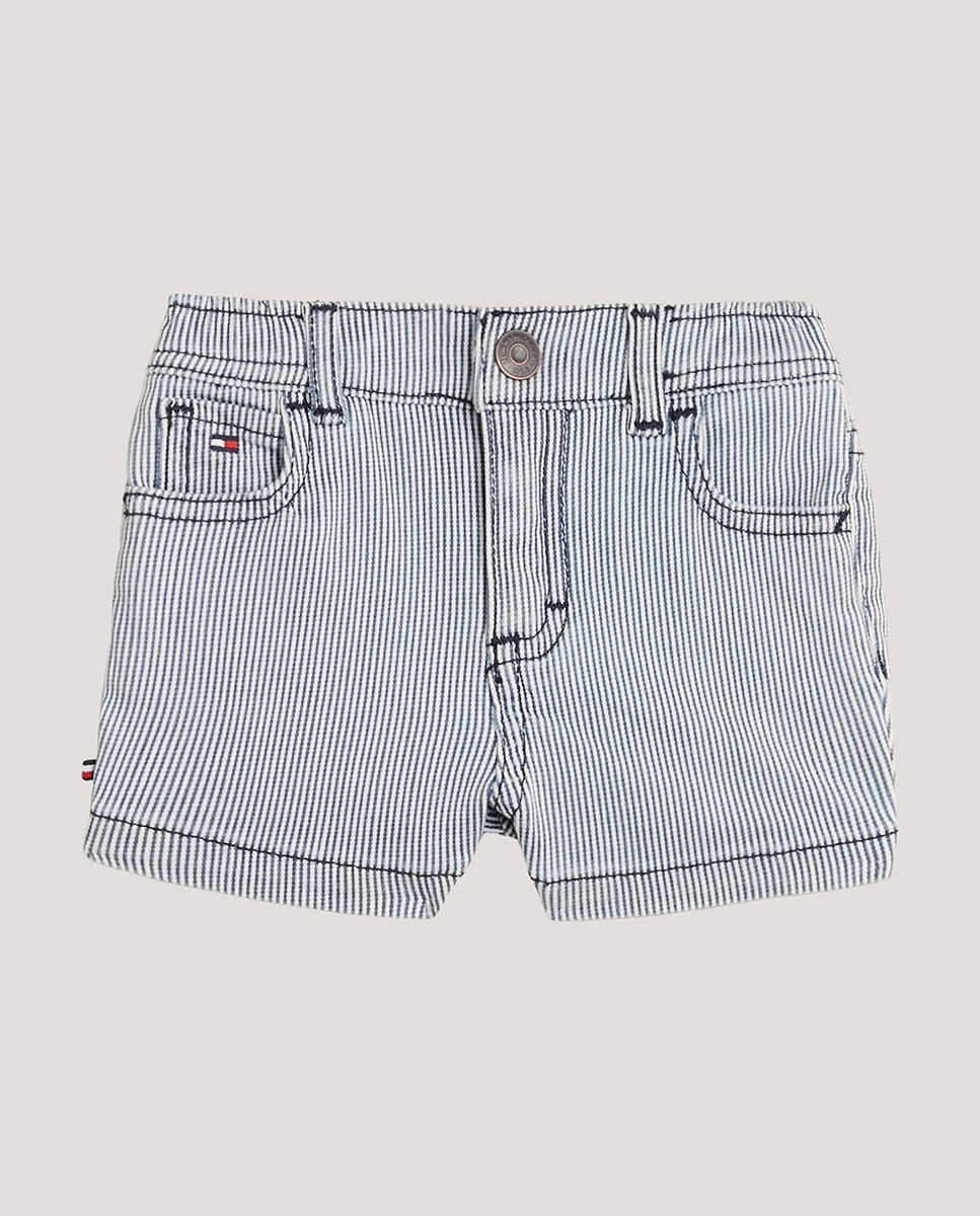 Imagen 0 de Pantalón de bebé niña vaquero corto de rayas
