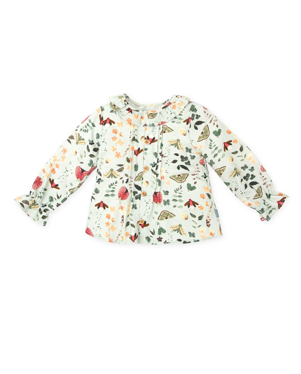 Imagen 0 de Blusa de bebé niña verde mar con estampado