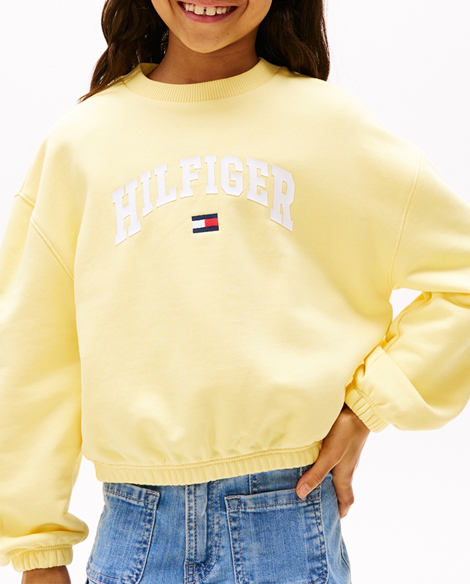 Imagen 0 de Sudadera de bebé niña sin capucha y cuello redondo con logo frontal engomado