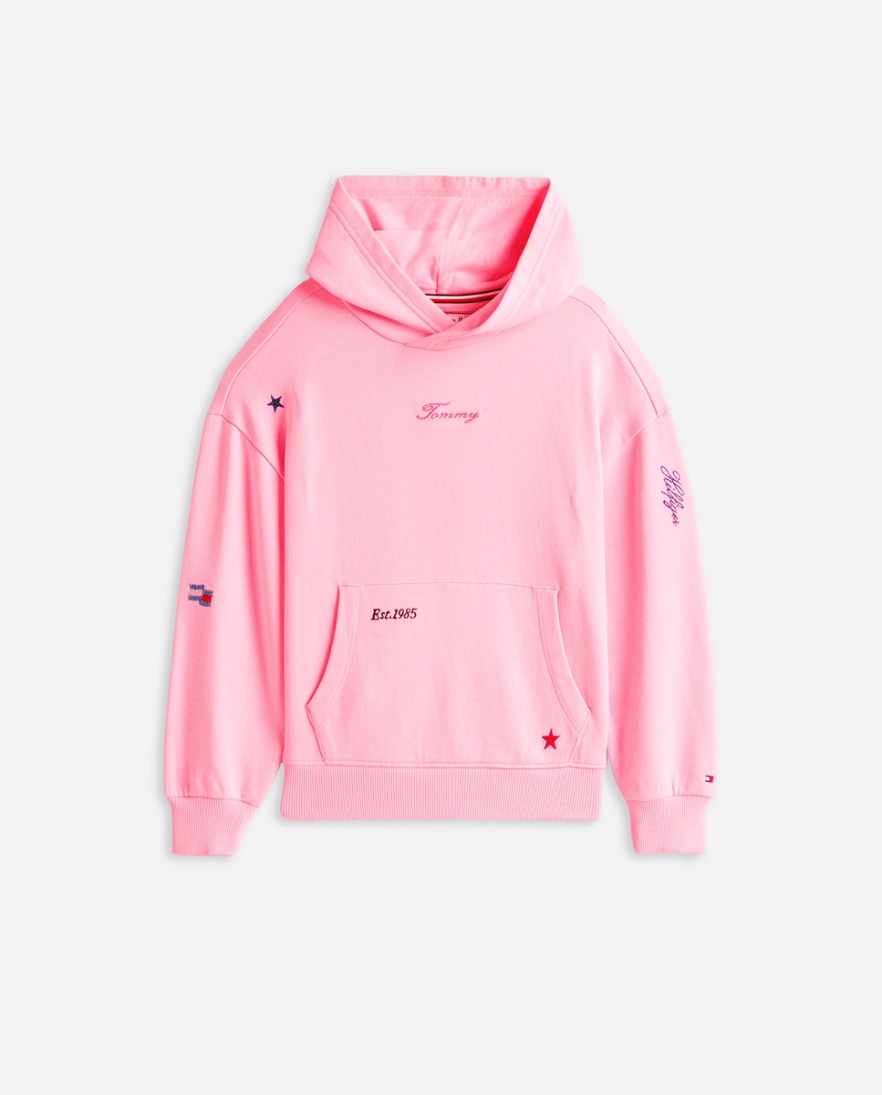 Imagen 0 de Sudadera de bebé niña con capucha y multilogos bordados