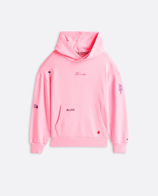 Imagen 0 de Sudadera de bebé niña con capucha y multilogos bordados