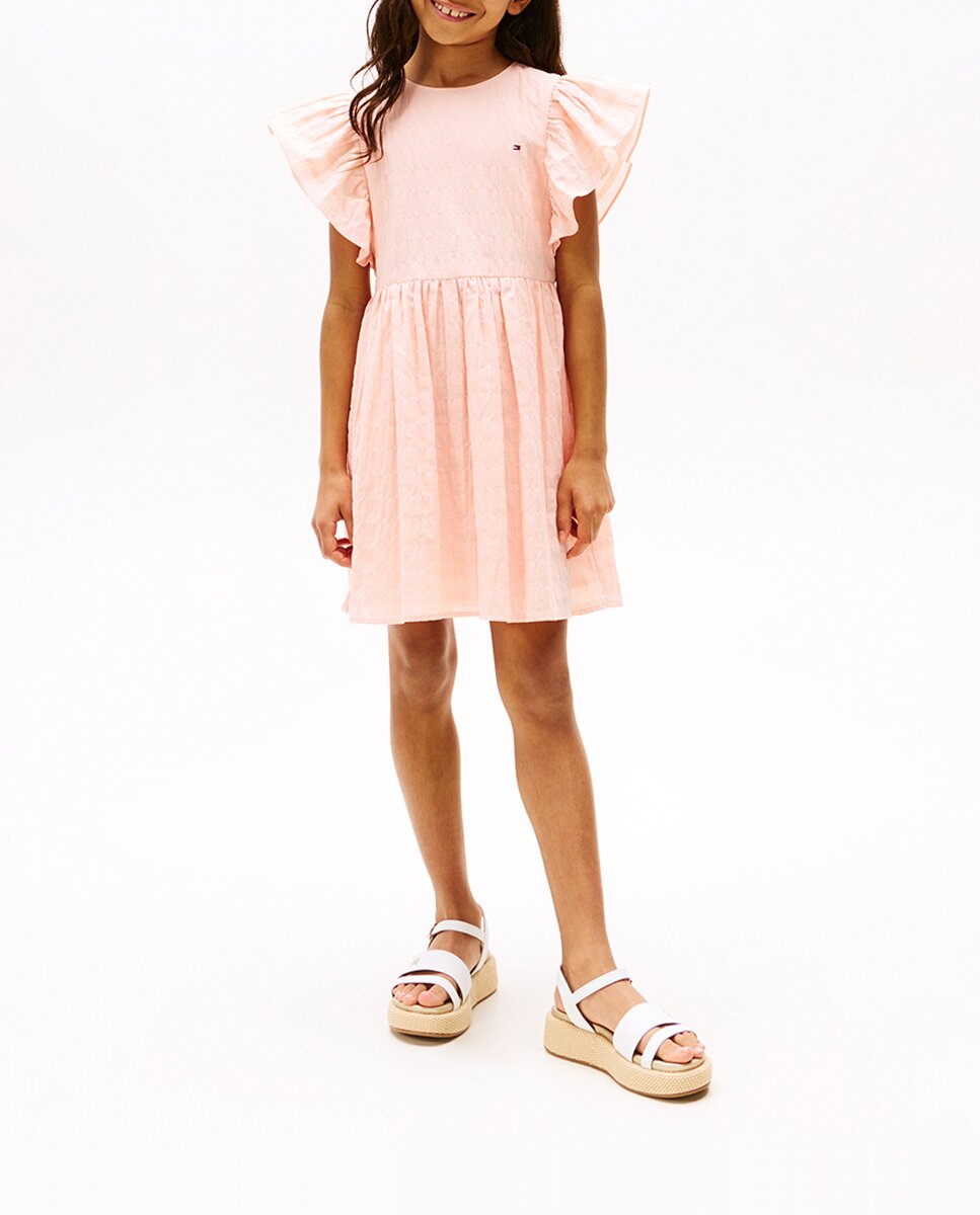 Imagen 0 de Vestido de bebé niña manga corta efecto textura con volantes
