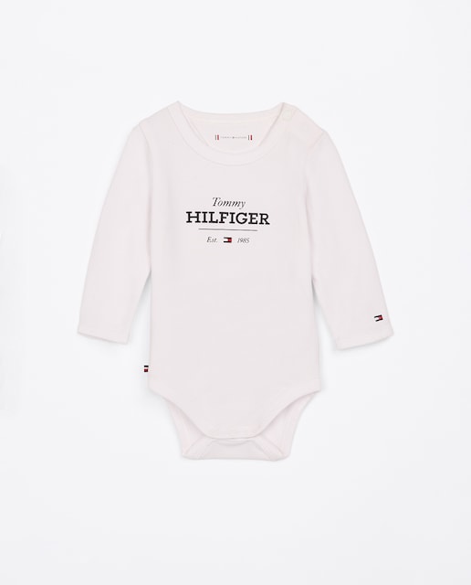 Imagen 0 de Body manga larga de bebé niño con cuello redondo con logo frontal impreso