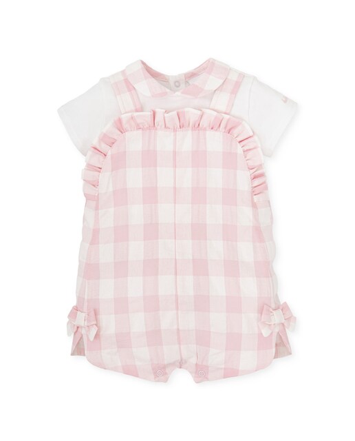 Imagen 0 de Pelele  de bebé niña de seersucker en blanco rosa