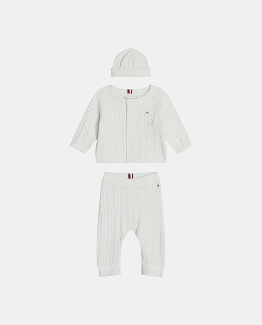 Imagen 0 de Set de regalo de bebé niño compuesto por cardigán, pantalón y gorro de punto