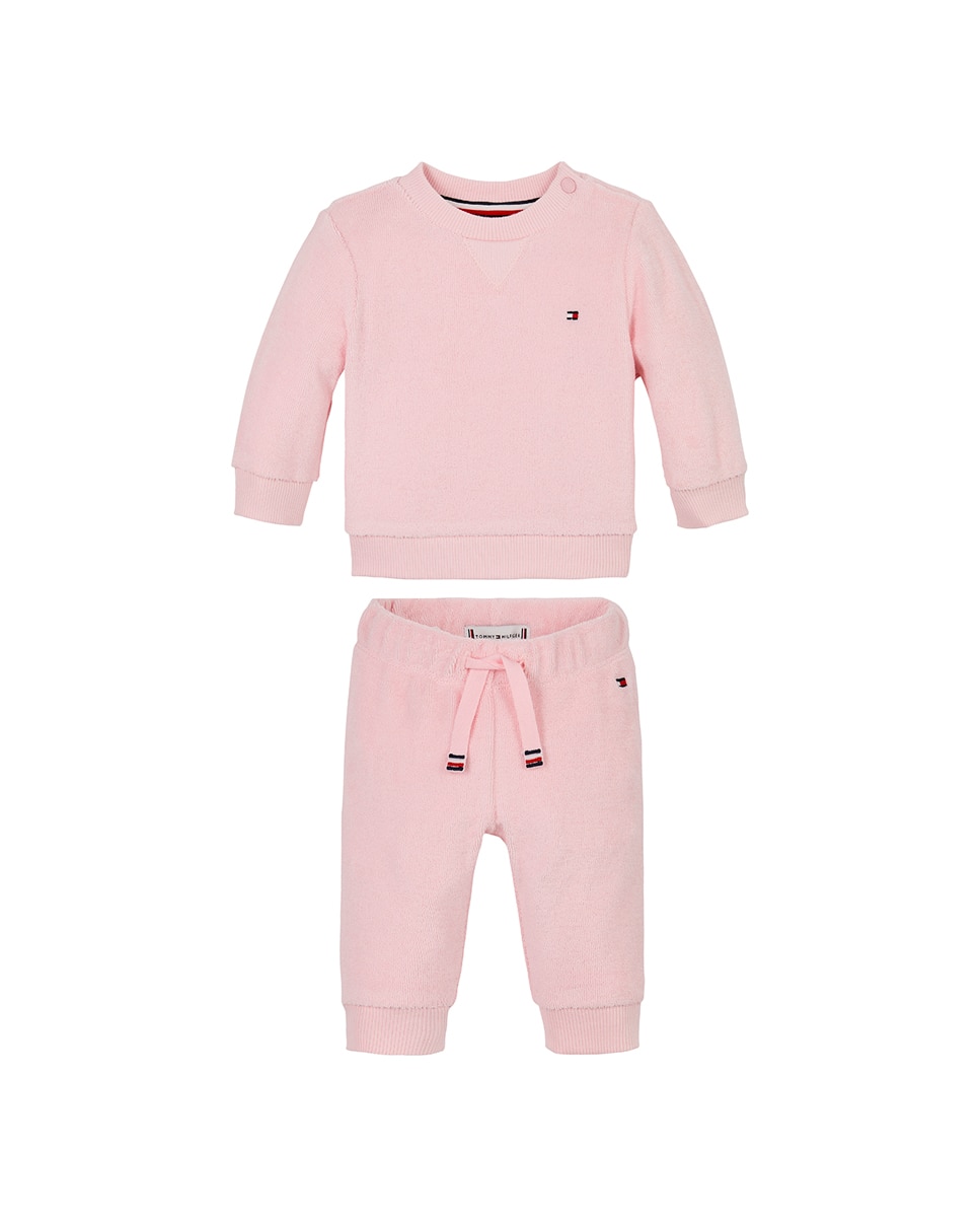 Imagen 0 de Conjunto de sudadera y pantalón de bebé niña con logo frontal impreso
