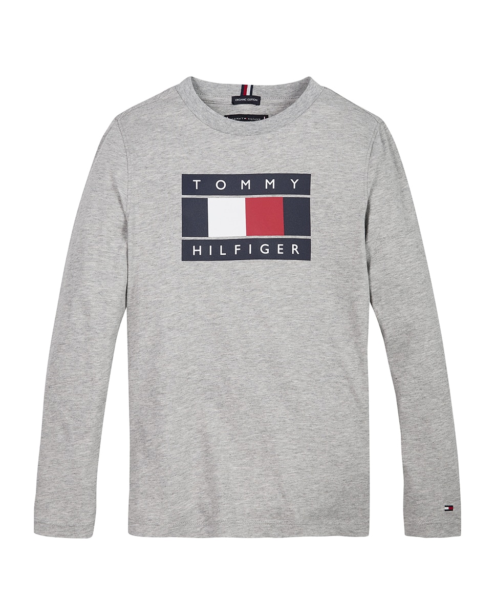 Imagen 0 de Camiseta de bebe niño Tommy Hilfiger de manga larga en gris con logo