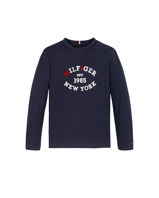 Imagen 0 de Camiseta de bebé niño manga larga y cuello redondo con logo frontal