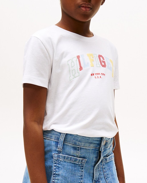 Imagen 0 de Camiseta de bebé niña manga corta con logo frontal engomado y cuello redondo