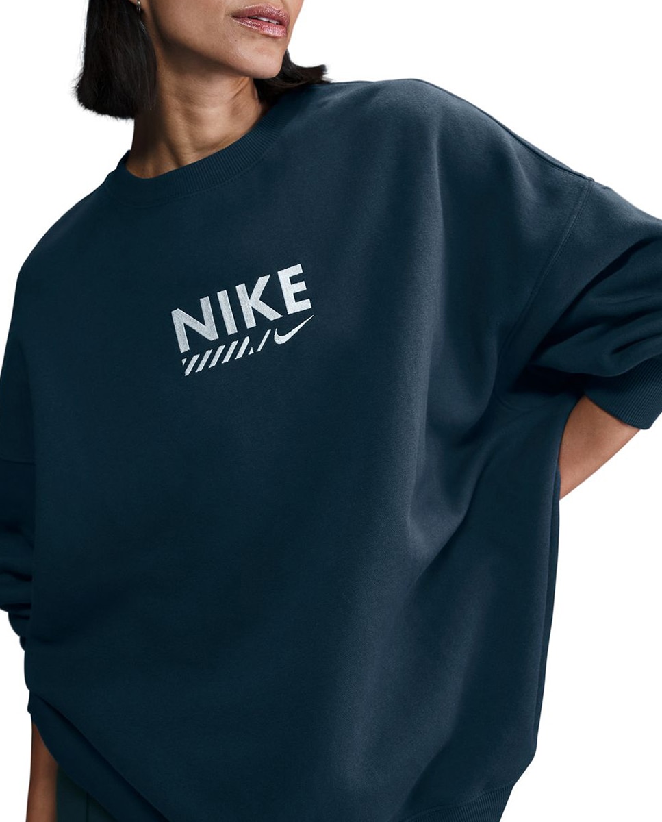 Imagen 0 de Sudadera oversize de tejido Fleece con cuello redondo de Mujer
