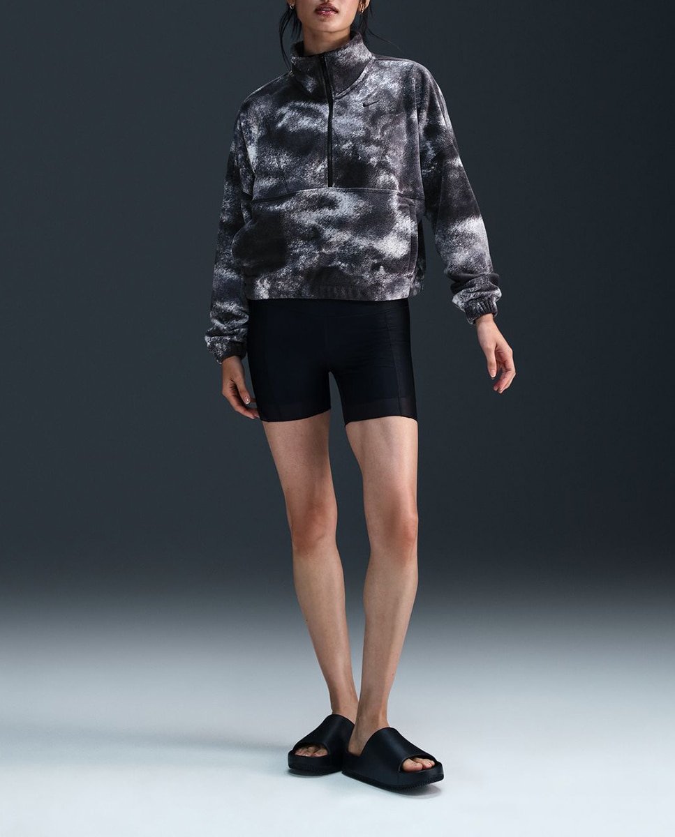 Imagen 0 de Sudadera de tejido Fleece oversize con estampado y media cremallera ThermadeFIT de Mujer