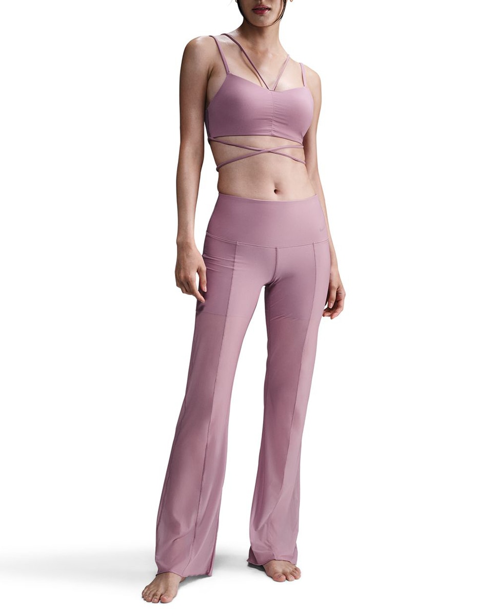 Imagen 0 de Pantalón acampanado de talle alto y sujeción ligera con revestimiento transparente de Mujer