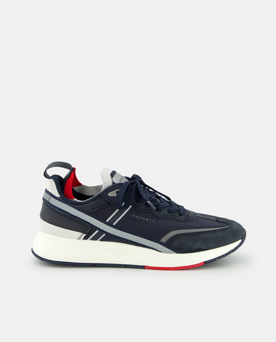 Imagen 0 de Zapatillas de hombre en azul claro bajas tipo running con cintas decorativas y detalles reflectantes