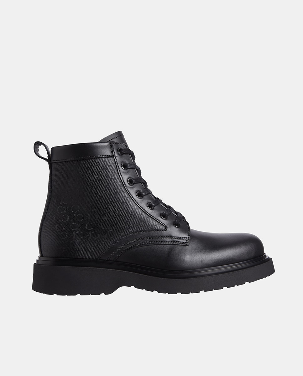 Imagen 0 de Bota de piel Calvin Klein con estampado monogram