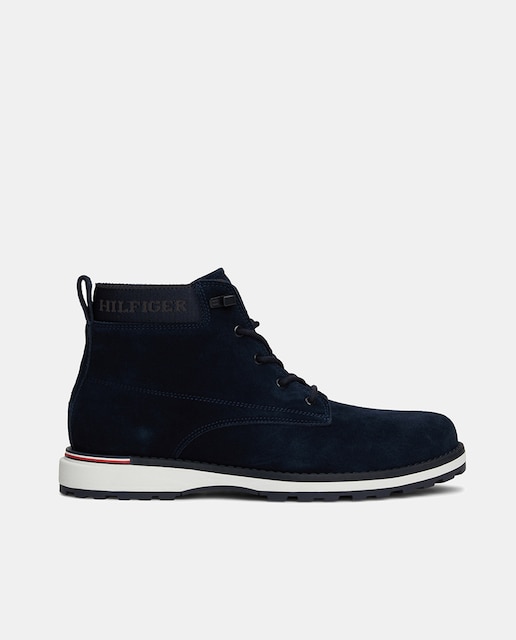 Imagen 0 de Botines de ante con cierre de cordones y logo de Tommy Hilfiger