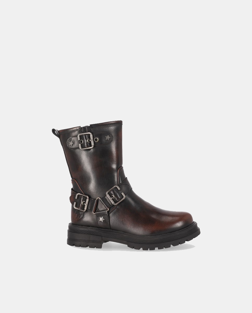 Imagen 0 de Bota niña biker plana triple hebilla