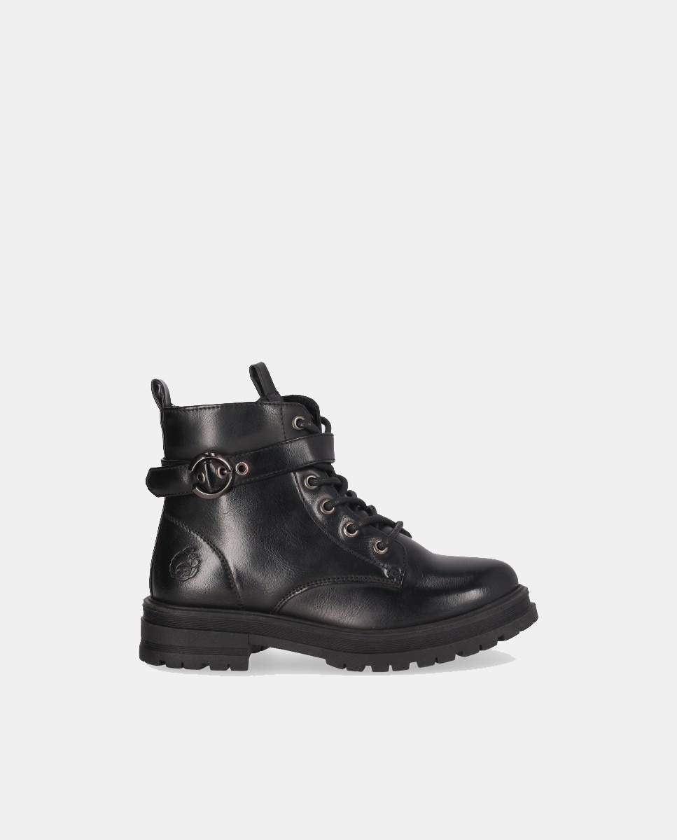 Imagen 0 de Bota niña combat plana cordones y hebilla