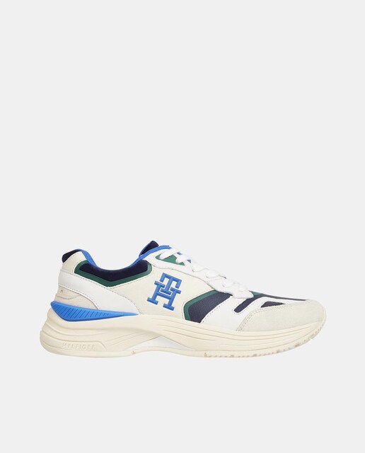 Imagen 0 de Zapatillas de mujer en blanco bajas tipo running con logotipo lateral y detalles en diferentes tonos