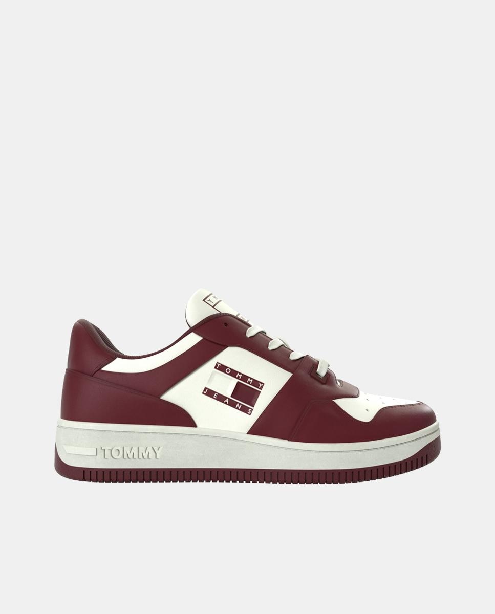 Imagen 0 de Zapatillas de mujer tipo basket bajas en piel con logotipo y suela de goma