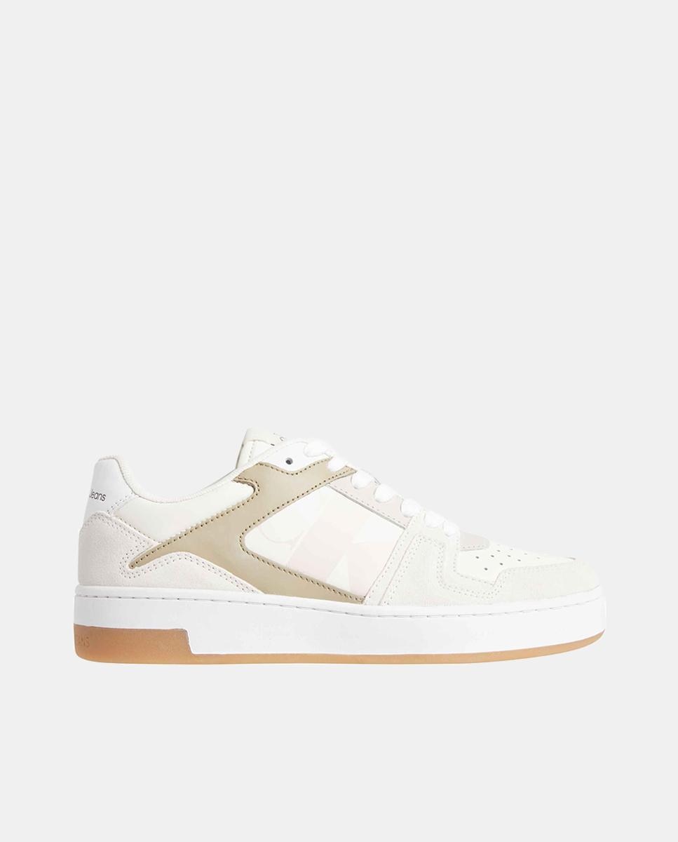 Imagen 0 de Zapatillas de mujer tipo basket bajas en piel con logotipo y suela de goma