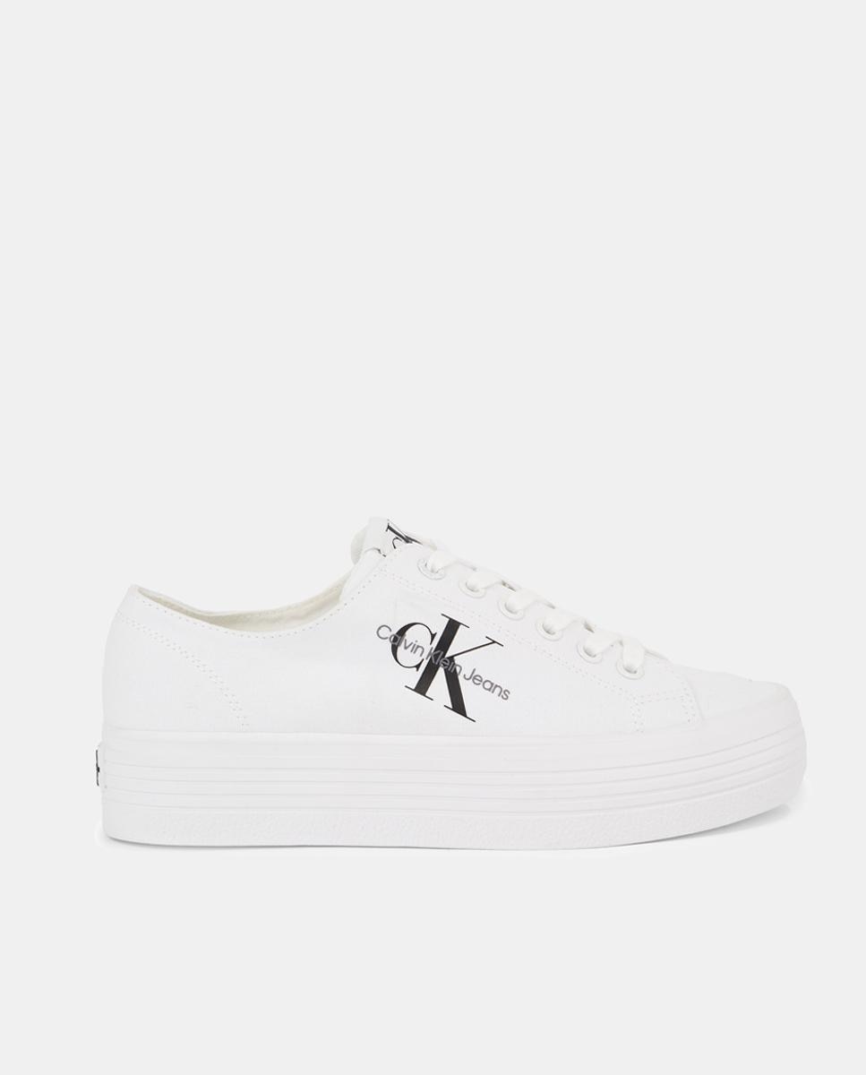 Imagen 0 de Zapatillas de mujer tipo casco bajas de lona con plataforma y logotipo