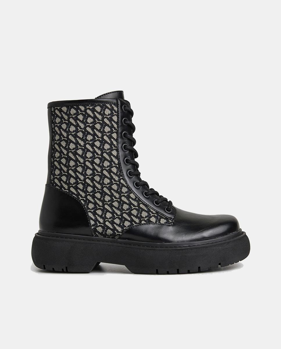 Imagen 0 de Botines Yoko de mujer tipo militar con jacquard y suela volumen redondeada