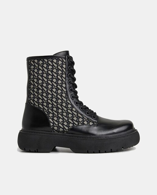 Imagen 0 de Botines Yoko de mujer tipo militar con jacquard y suela volumen redondeada