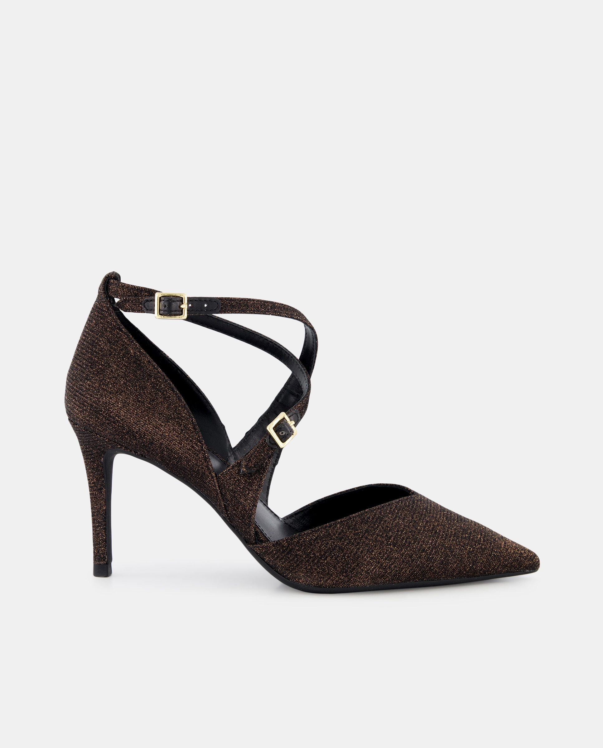 Zapatos de salón Adela de mujer con tiras frontales al tobillo y tacón de aguja — oferta en Primeriti
