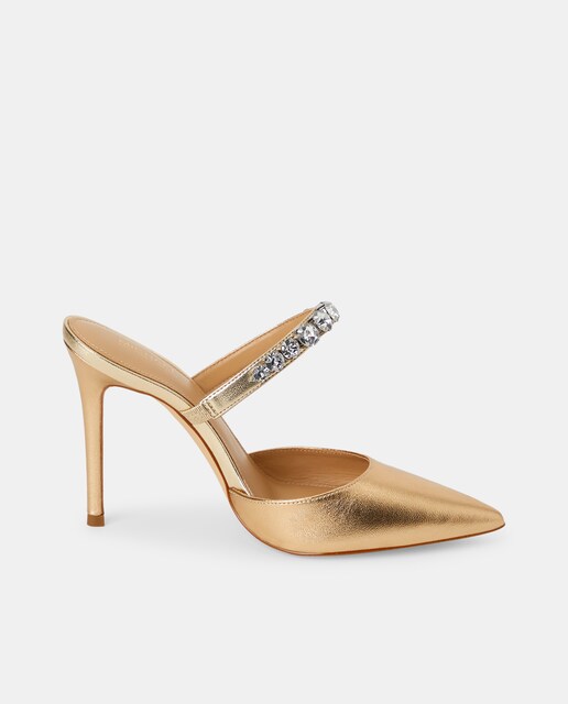 Imagen 0 de Mules Jessa de mujer piel strap pedrería tacón aguja