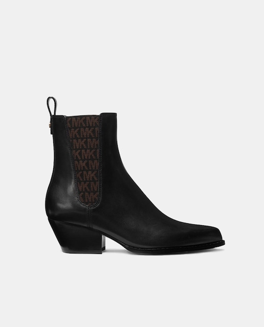 Imagen 0 de Botines Kinlee de mujer tipo cowboy en piel con elásticos laterales y tacón bloque