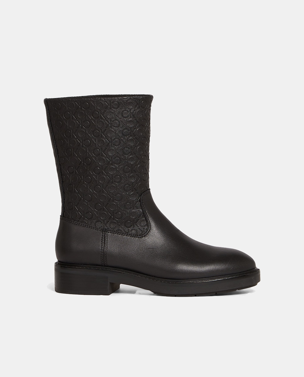 Imagen 0 de Botas de piel Calvin Klein con estampado monogram